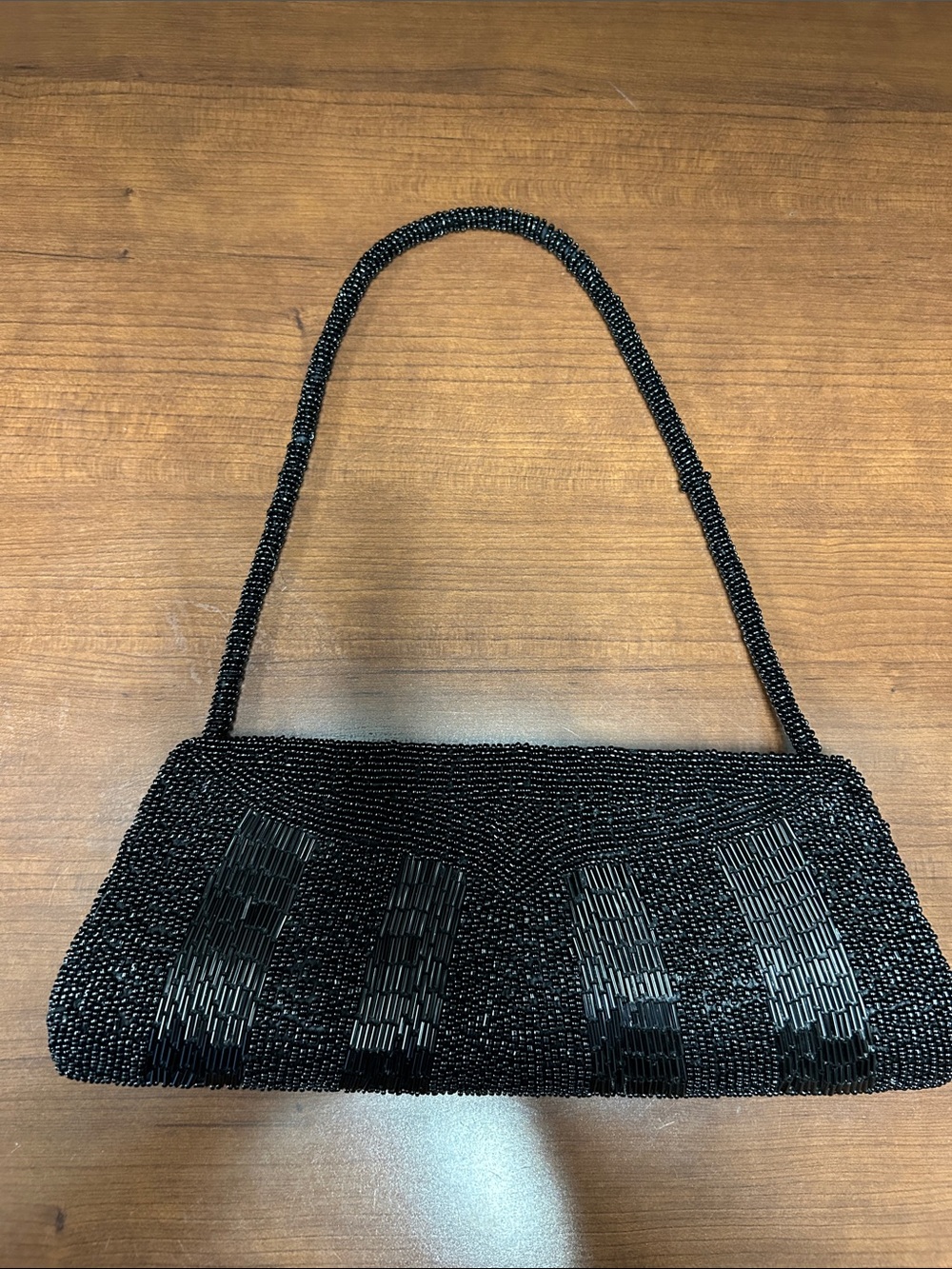 Bijoux Terner Black Beaded Evening Clutch Shoulder Evening Formal Bag Purse